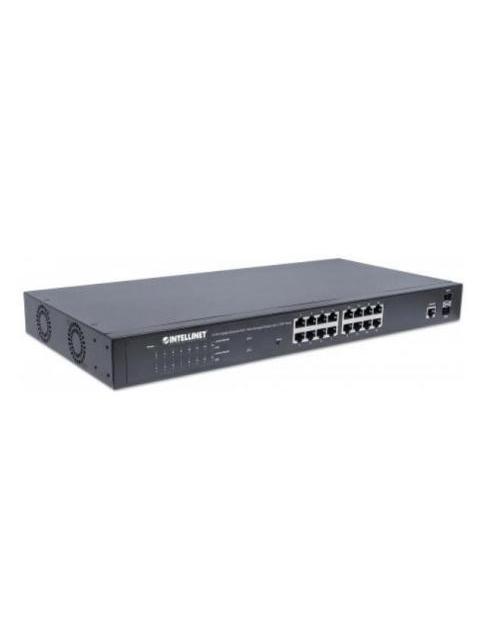 SWITCH INTELLINET GIGABIT ETHERNET 561341 16 PUERTOS POE+ 10-100-1000MBPS + 2 PUERTOS SFP 36 GBIT-S 8000 ENTRADAS - ADMINISTRABLE