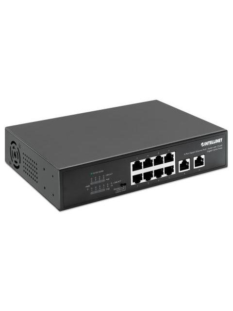 SWITCH INTELLINET GIGABIT ETHERNET 561402 8 PUERTOS POE + 10-100-1000 + 2 PUERTOS UPLINK 120W 2 GBIT-S 8192 ENTRADAS - NO ADMINISTRABLE