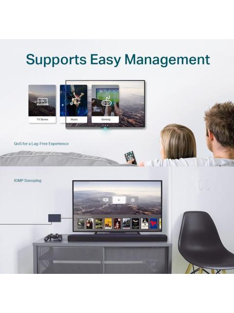 SWITCH TP-LINK GIGABIT ETHERNET TL-SG105E 5 PUERTOS 10-100-1000 MBPS 2000 ENTRADAS - NO ADMINISTRABLE
