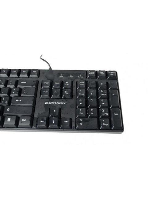 TECLADO PERFECT CHOICE PC-200970 ALAMBRICO USB NEGRO - RESISTENTE A DERRAMES (ESPANOL)