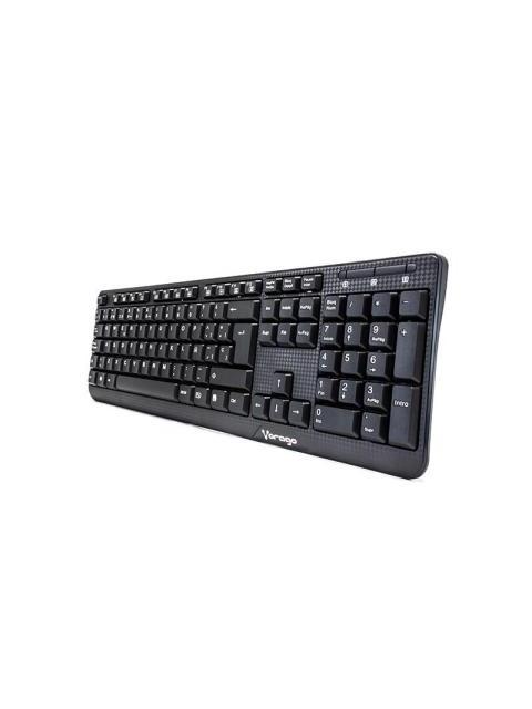 TECLADO ALAMBRICO VORAGO KB102 USB ALAMBRICO UNIVERSAL TECLAS FN MULTIMEDIA NEGRO.