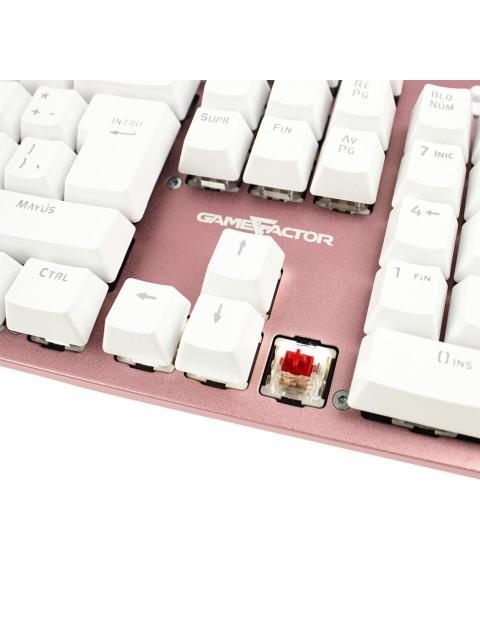TECLADO GAMER GAME FACTOR KBG400-PK TECLADO MECANICO SWITCH KRED RED ALAMBRICO ROSA (ESPANOL)