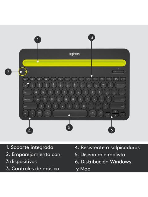 TECLADO LOGITECH K480 MULTIPLATAFORMA INALAMBRICO BLUETOOTH NEGRO (ESPANOL)