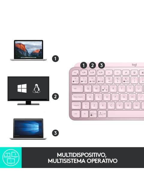 TECLADO LOGITECH MX KEYS MINI INALAMBRICO RF WIRELESS-BLUETOOTH ROSA (ESPANOL)