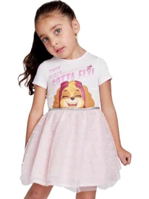 VESTIDO ESTAMPADO APLICACIONES ROSA PAW PATROL