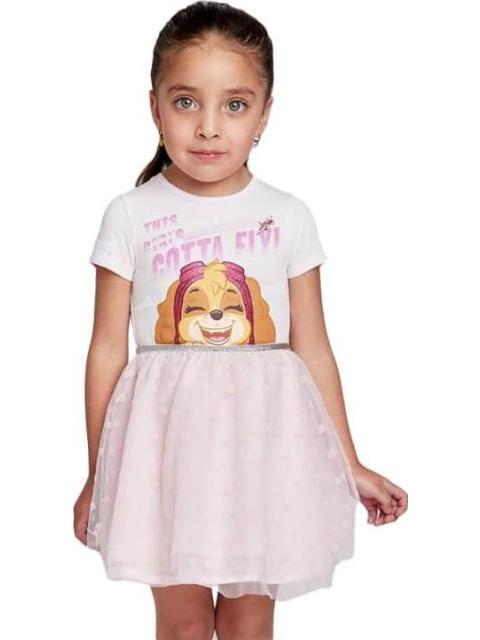 VESTIDO ESTAMPADO APLICACIONES ROSA PAW PATROL