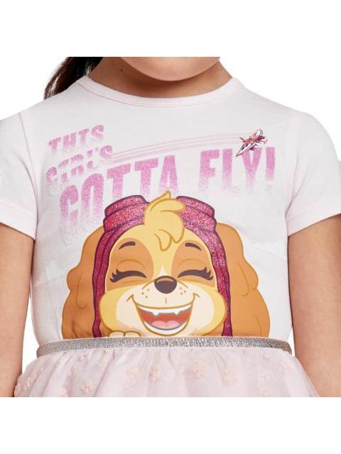 VESTIDO ESTAMPADO APLICACIONES ROSA PAW PATROL