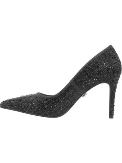 ZAPATILLA CON PEDRERIA TACON DELGADO NEGRO THALIA SODI