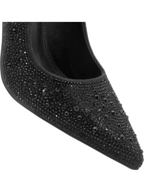 ZAPATILLA CON PEDRERIA TACON DELGADO NEGRO THALIA SODI
