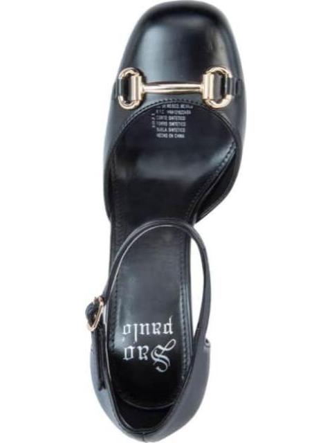 ZAPATILLA CON HERRAJE TACON ANCHO NEGRO SAO PAULO