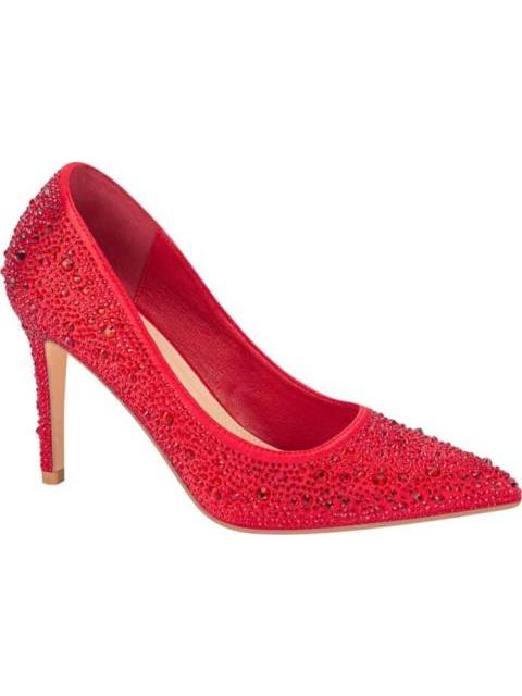 ZAPATILLA CON PEDRERIA TACON ALTO ROJO MOLTO BELLO