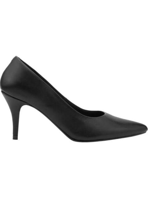 ZAPATILLA DE PIEL TACON MEDIO NEGRO VICENZA