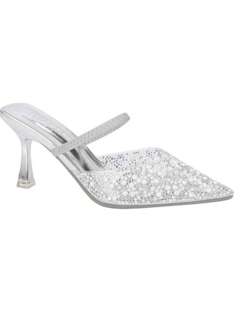 ZAPATILLA DESTALONADA CON PEDRERIA PLATA THALIA SODI